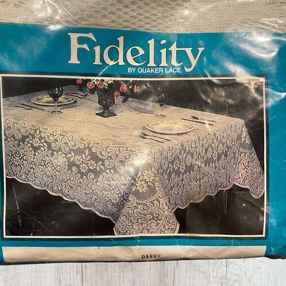 Vintage Tablecloth QUAKER LACE DARBY NATURAL OBLONG 60x 80 NIP - Picture 2 of 5